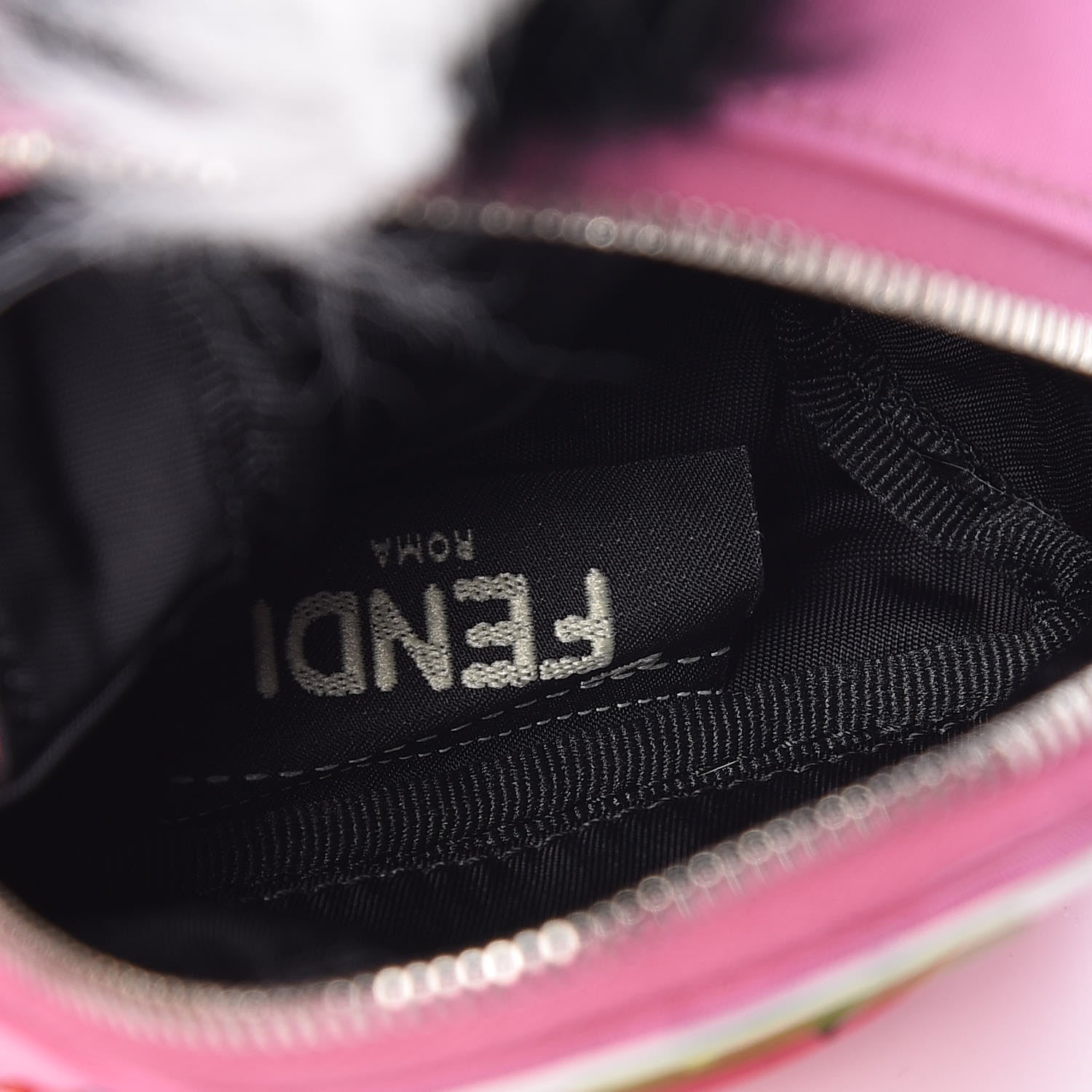 Fendi Nylon Shiny Nappa Nutria Fox Fur Monster Eyes Mini Backpack Charm Lollypop Rosa Fluo Multicolor 3 of 6
