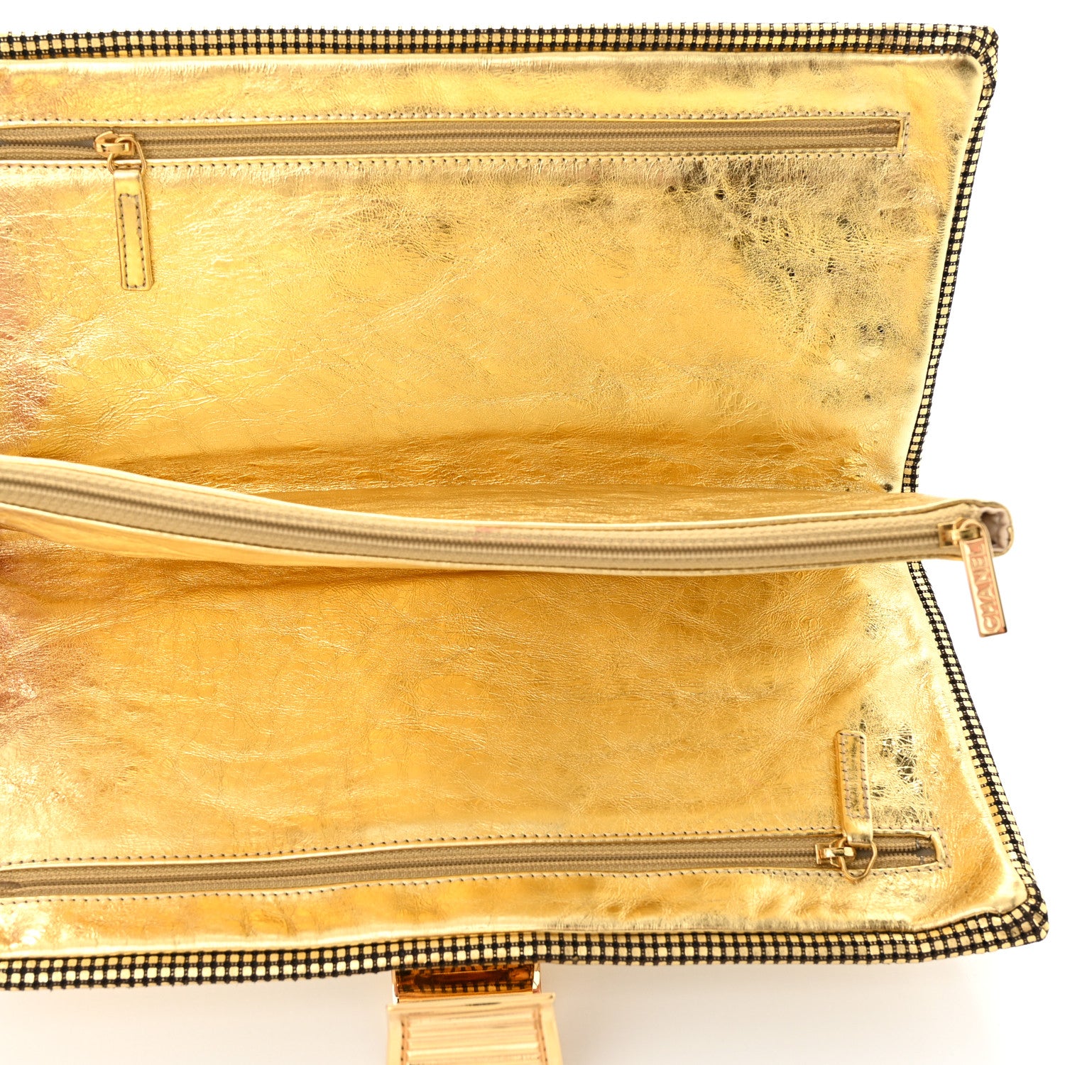 Chanel Metallic Lambskin Perforated CC Clutch Gold 5 of 10