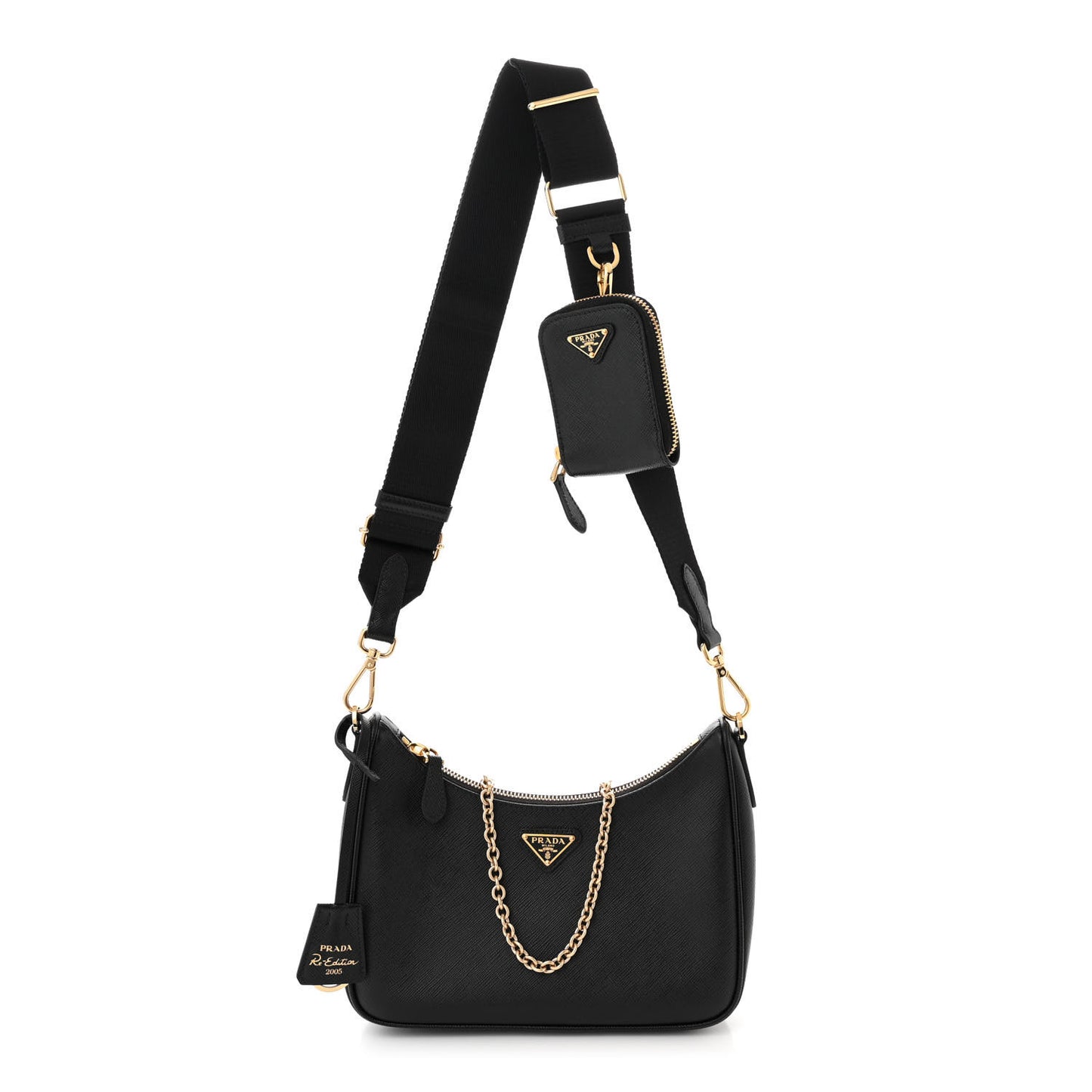 Saffiano Lux Re-Edition 2005 Shoulder Bag Black