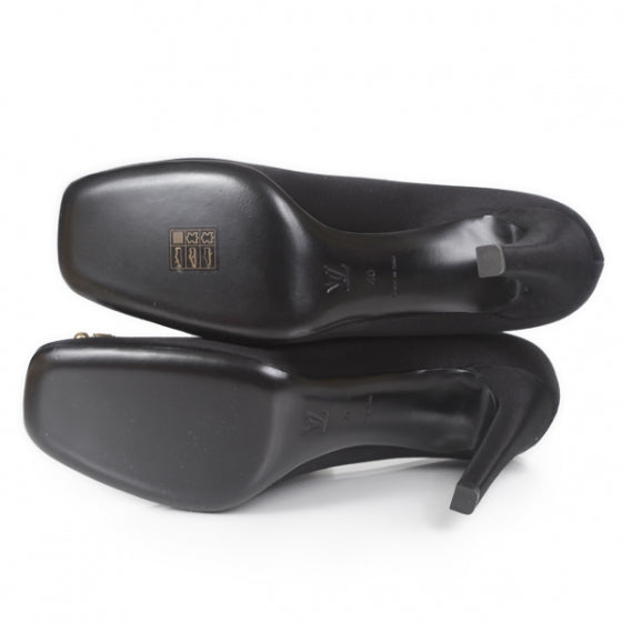 Louis Vuitton Satin Swarovski Crystal Heels 40 Black 4 of 10