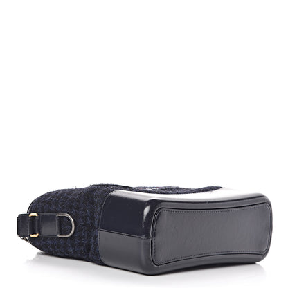 Chanel Tweed Calfskin Quilted Medium Gabrielle Hobo Black Blue 4 of 11