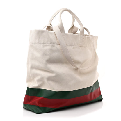 Gucci Canvas Logo Embossed Ophidia Tote Beige 3 of 10