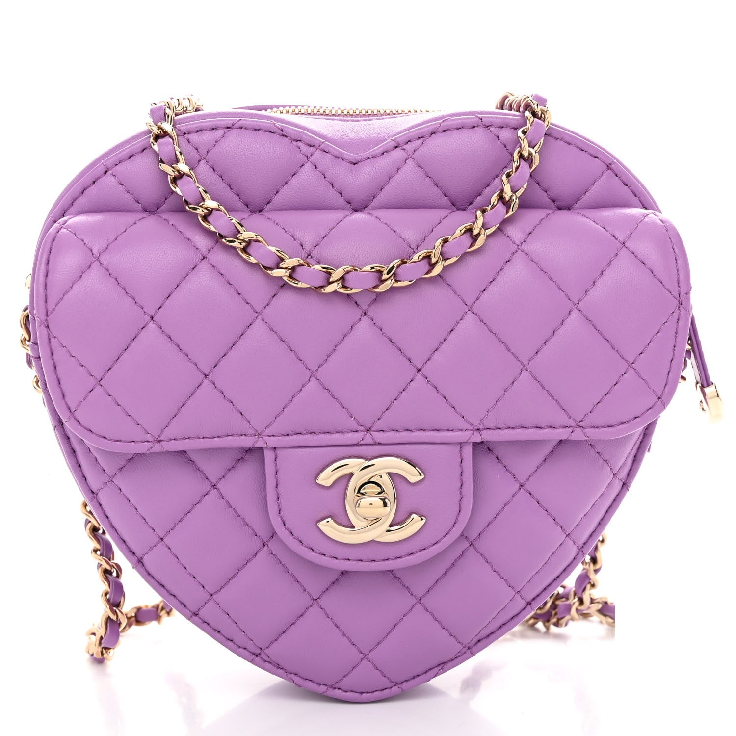 Chanel Lambskin Quilted CC In Love Heart Bag Purple 1 of 9