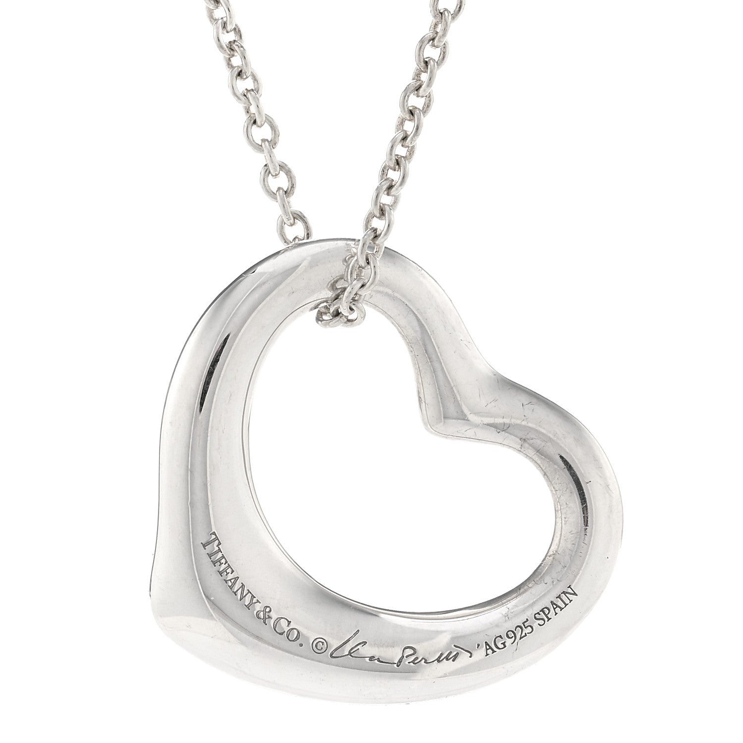 Tiffany Sterling Silver 22mm Elsa Peretti Open Heart Pendant Necklace 5 of 5
