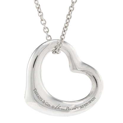 Tiffany Sterling Silver 22mm Elsa Peretti Open Heart Pendant Necklace 5 of 5