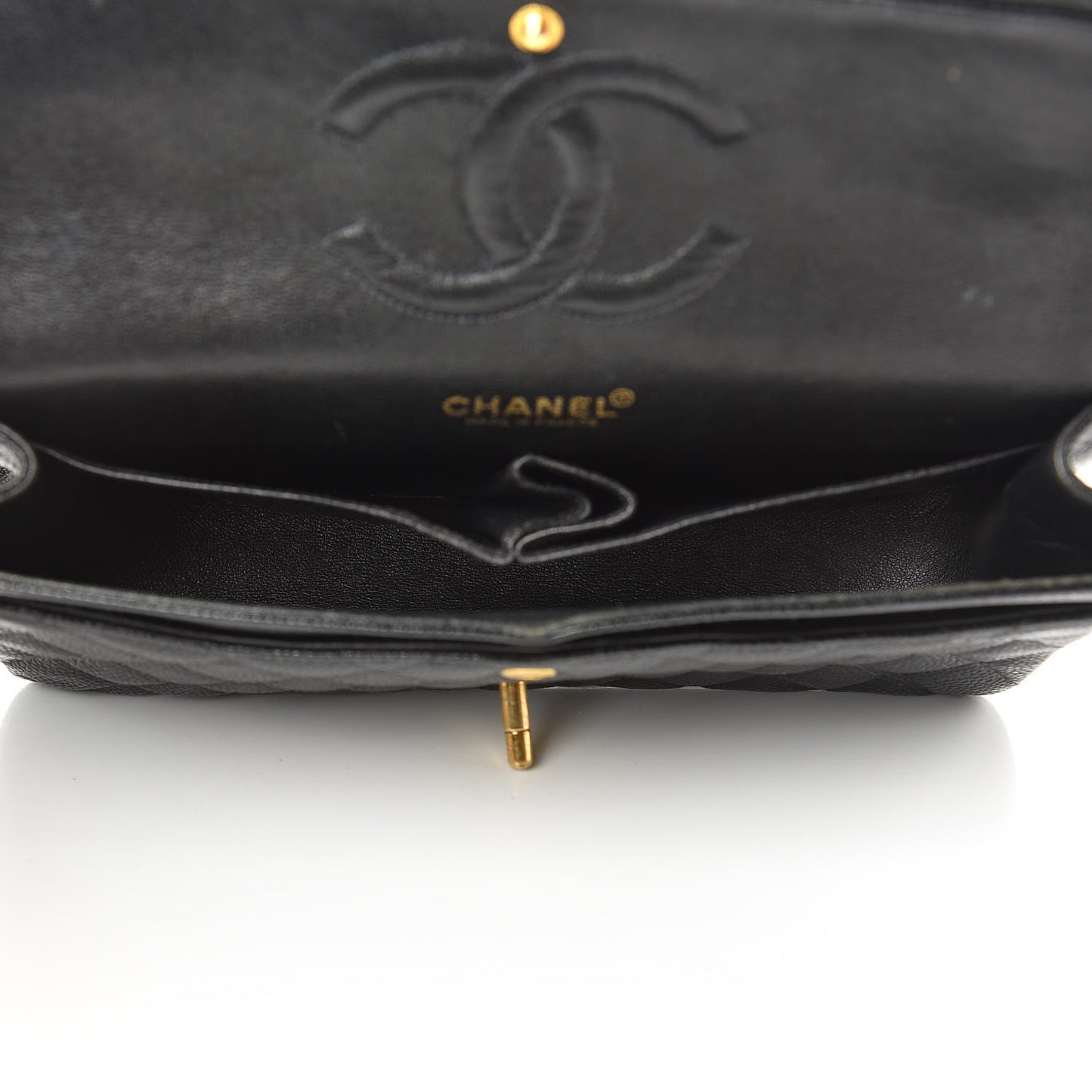 Caviar Quilted Medium Double Flap Black