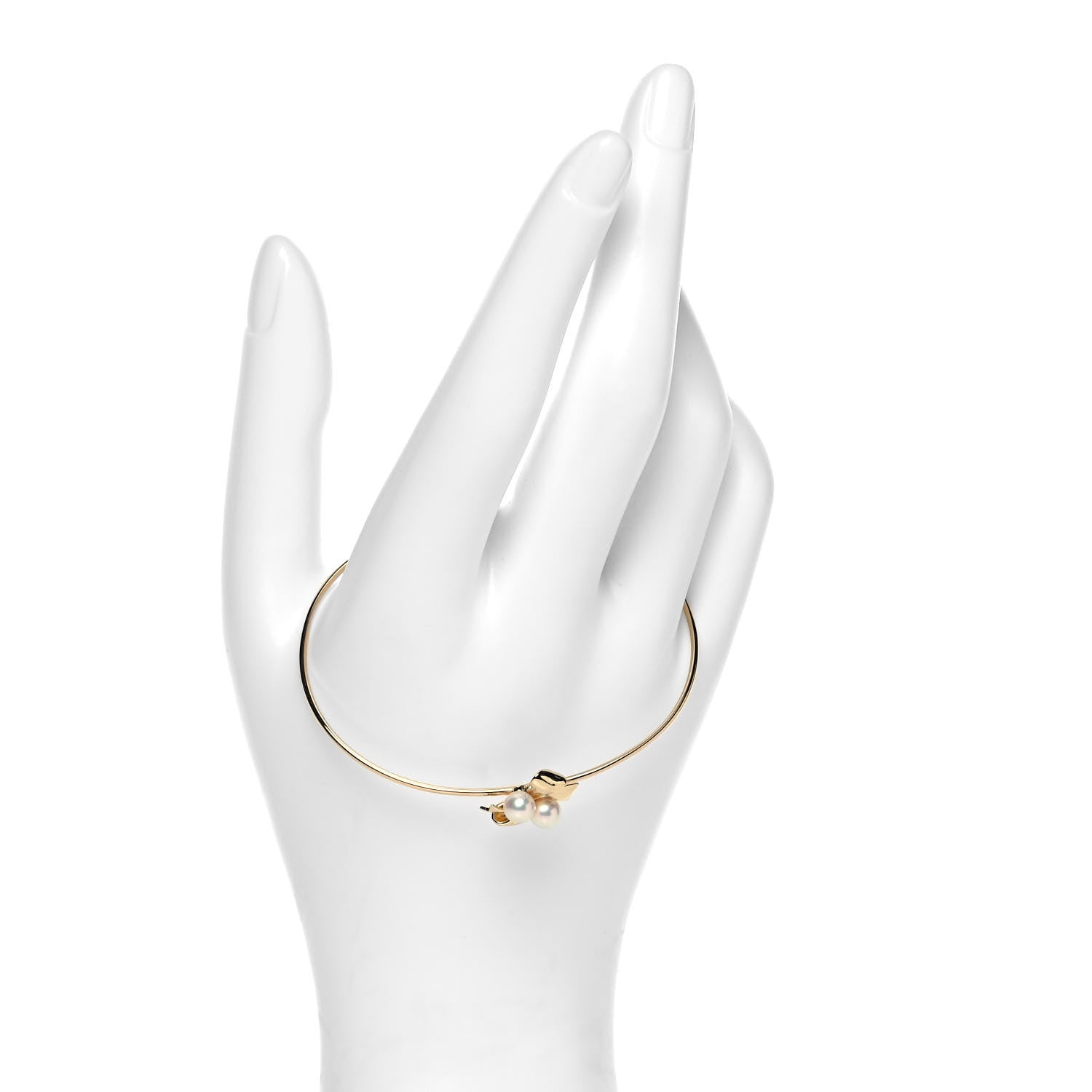 Mikimoto 18K Yellow Gold Akoya Pearl Ribbon Cuff Bracelet 2 of 4