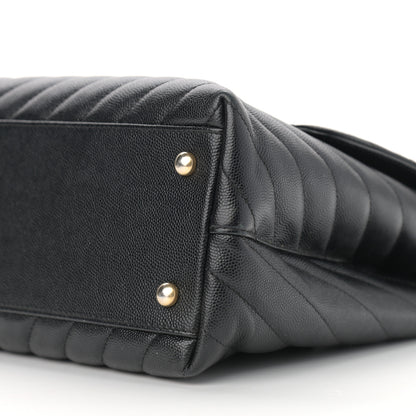 Chanel Caviar Chevron Quilted Medium Coco Handle Flap Black 10 of 11