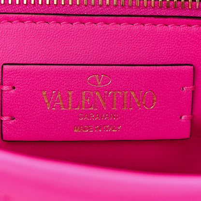 Valentino Garavani Nappa Lacquer Monochrome Medium Roman Stud Shoulder Bag Pink PP 6 of 9