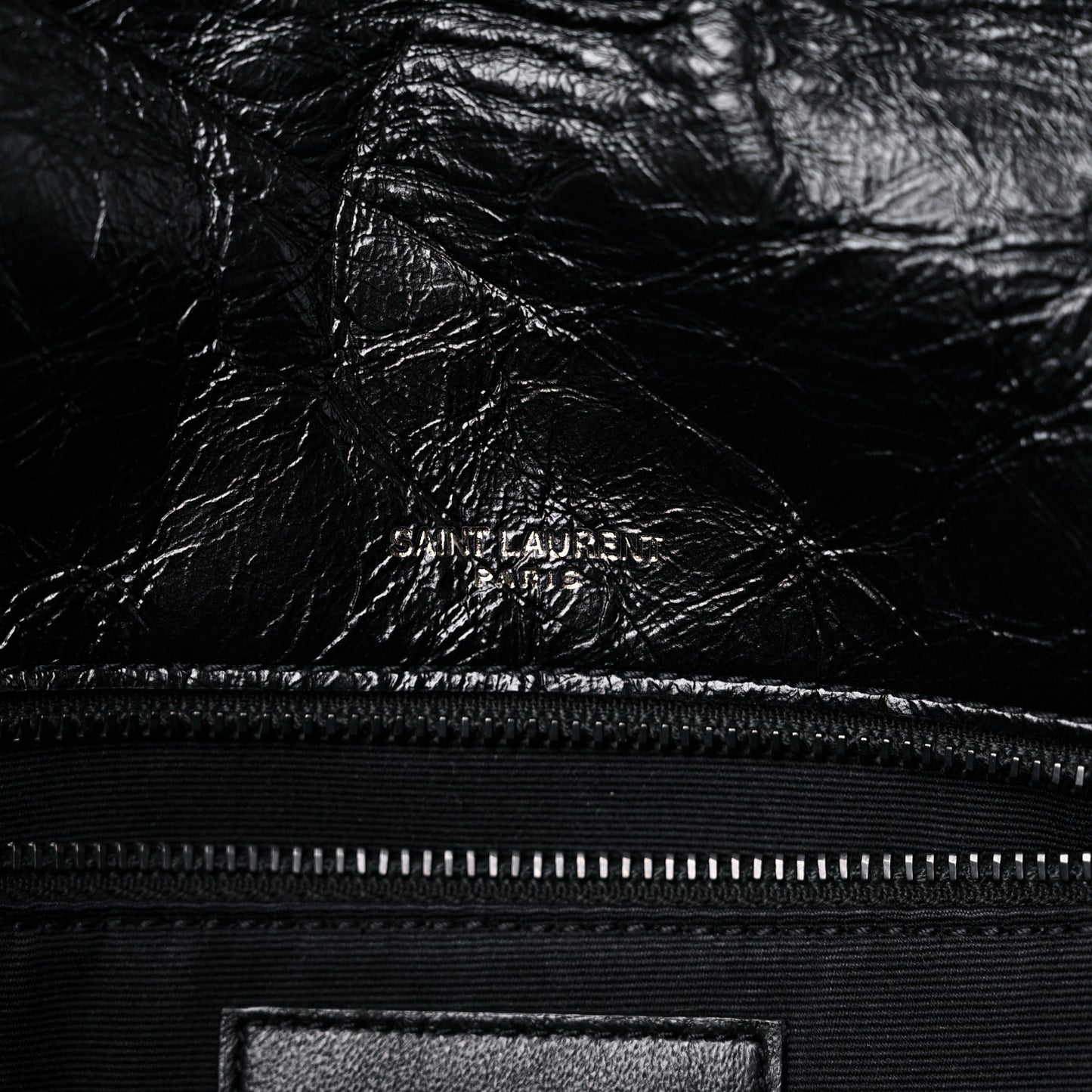 Crinkled Calfskin Matelasse Monogram Medium Niki Chain Satchel Black