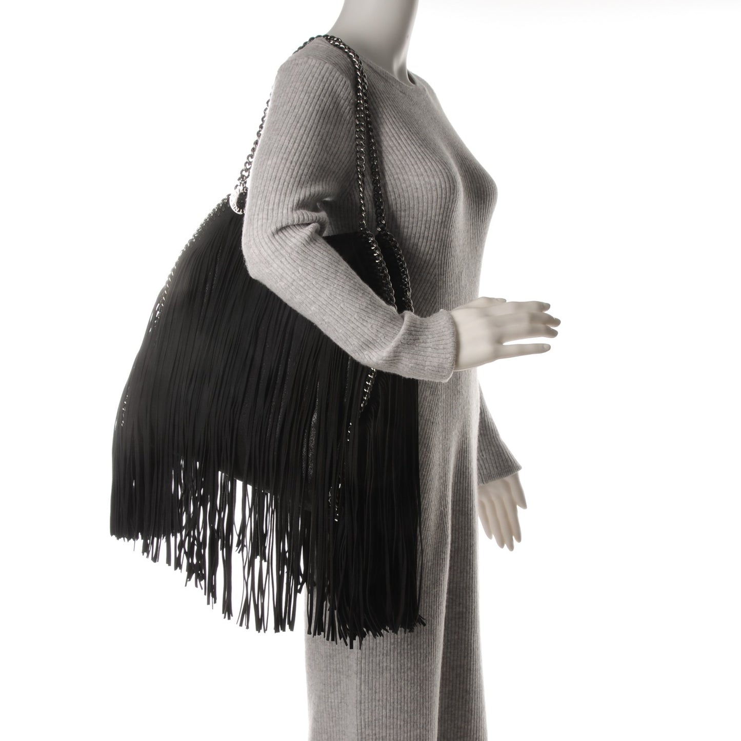 Eco Suede Fringe Falabella Tote Black