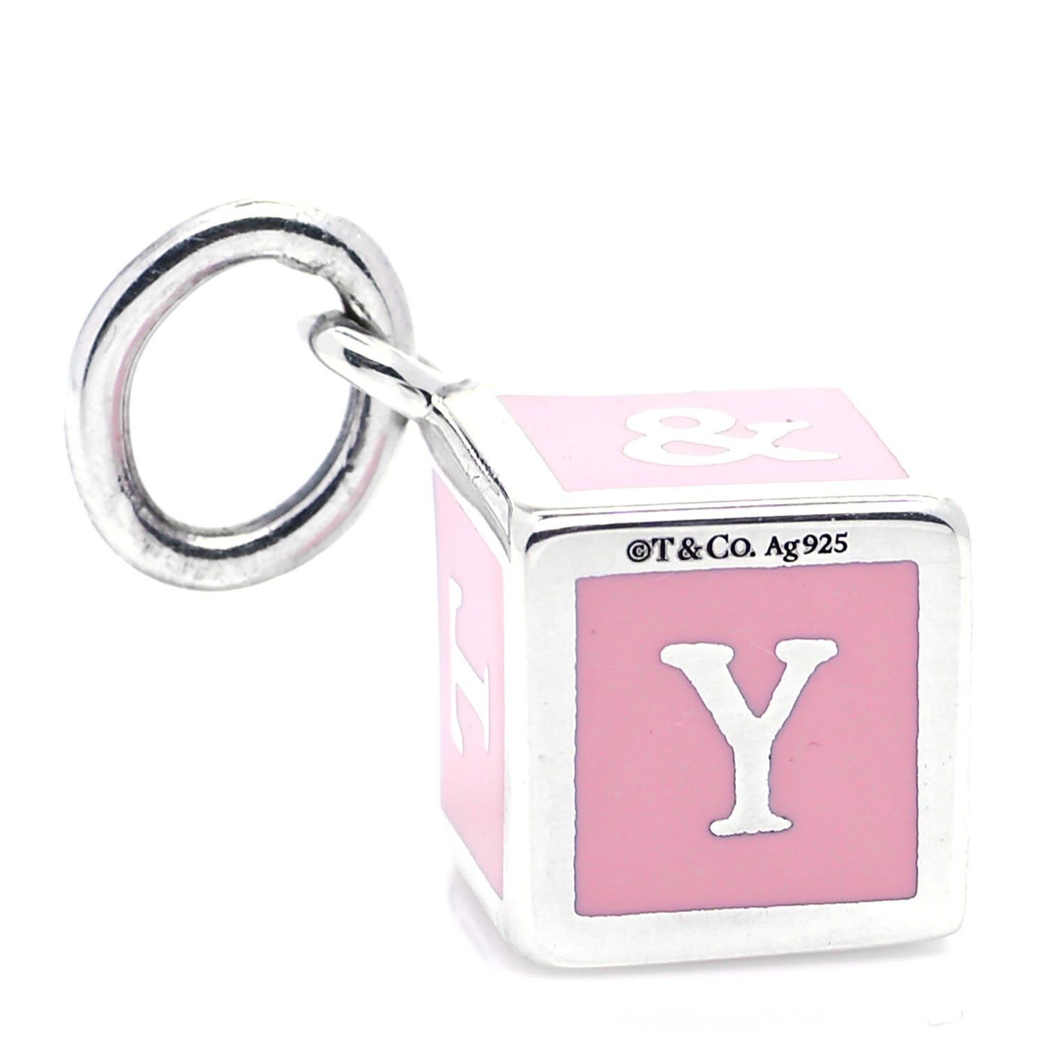 Tiffany Sterling Silver Enamel Block Charm Pink 4 of 4