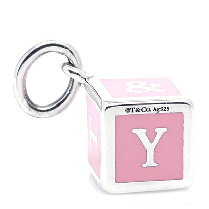 Tiffany Sterling Silver Enamel Block Charm Pink 4 of 4