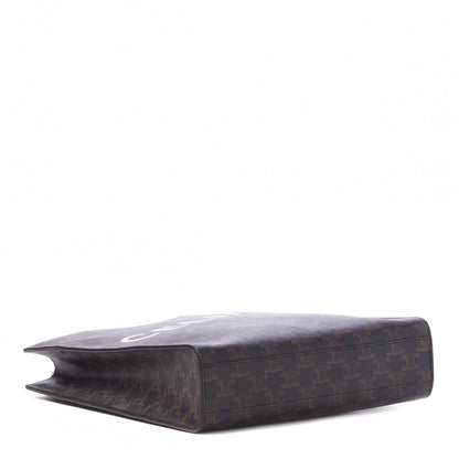 Celine Triomphe Canvas Calfskin Small Vertical Cabas Tan 5 of 8