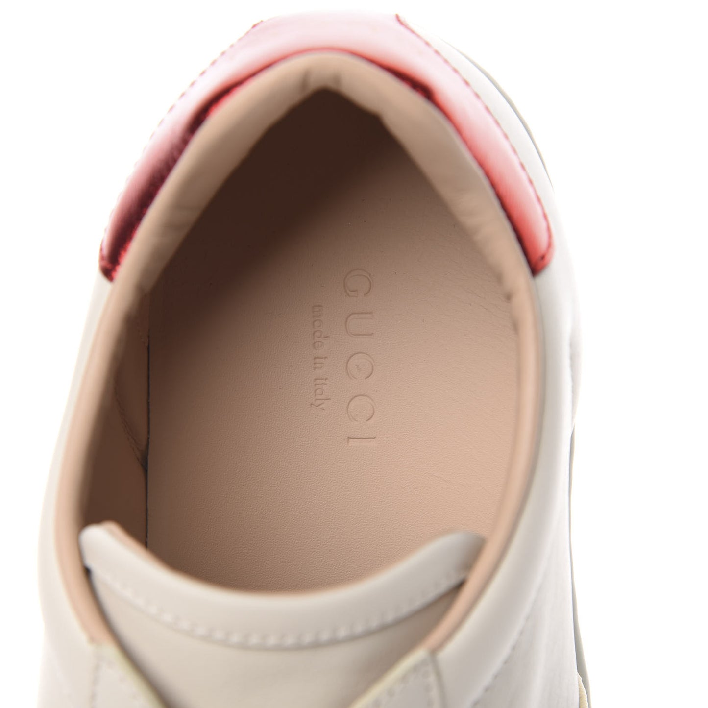 Calfskin Stripe Womens New Ace Sneakers 37 New Mystic White Ecru Red Flame