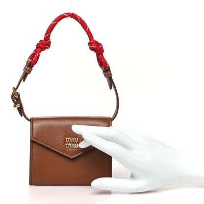 Miu Miu Nappa Compact Wallet On Strap Cognac Red 2 of 8