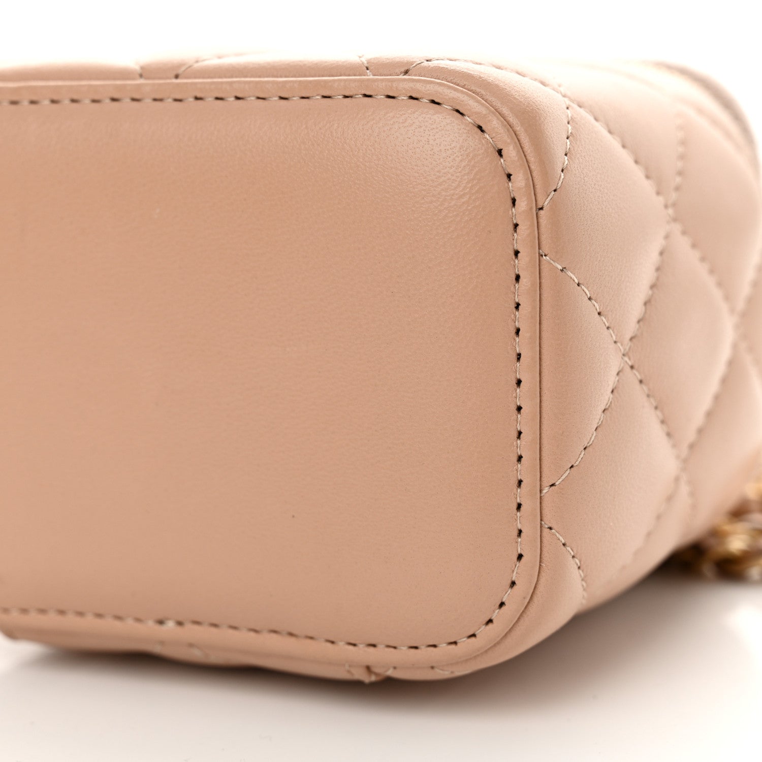 Chanel Lambskin Quilted Top Handle Mini Vanity Case With Chain Beige 10 of 12