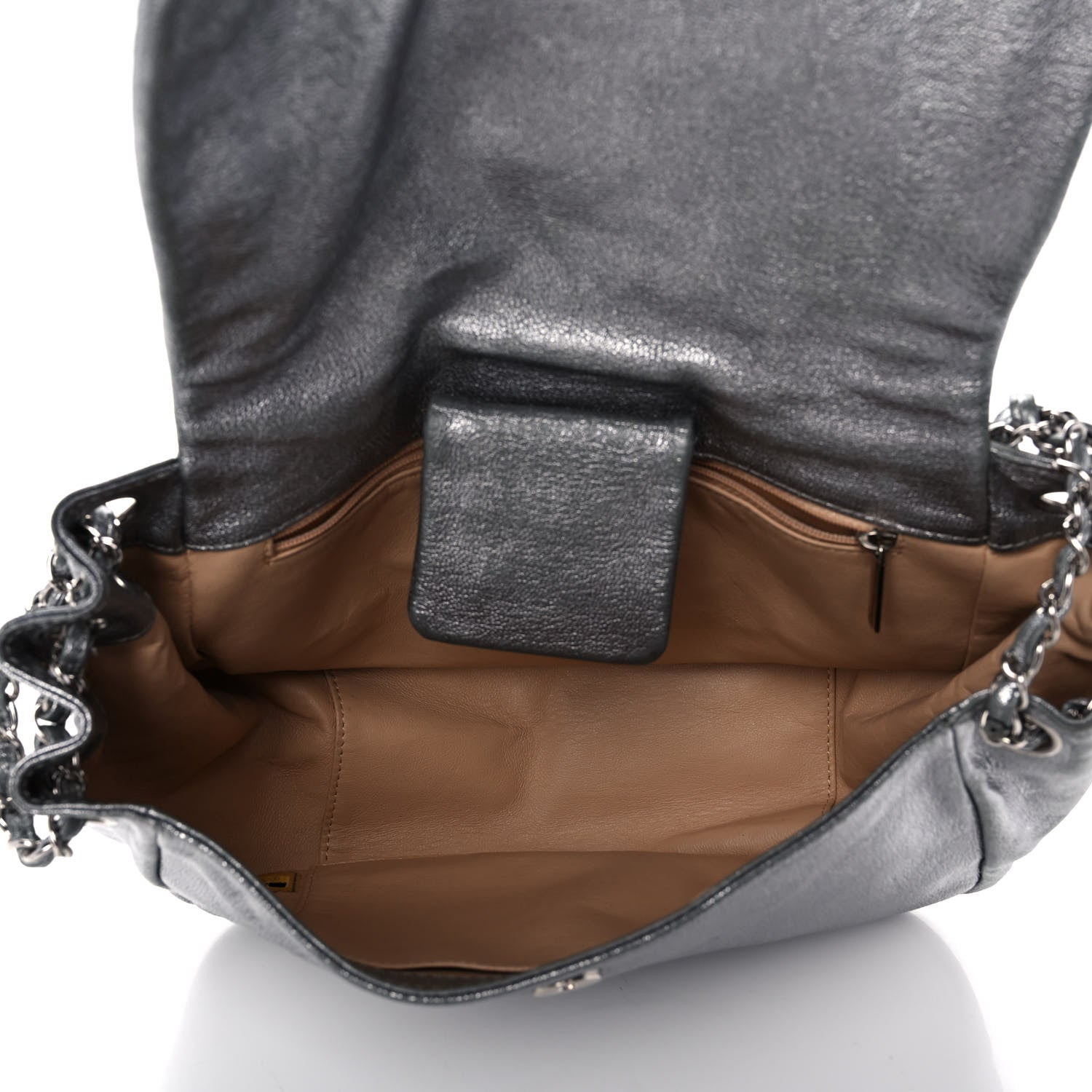 Chanel Metallic Deerskin Luxe Ligne Flap Silver 5 of 11