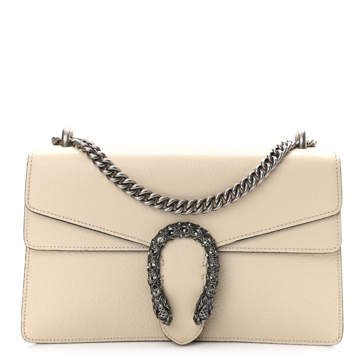Textured Calfskin Crystal Small Dionysus Shoulder Bag Mystic White
