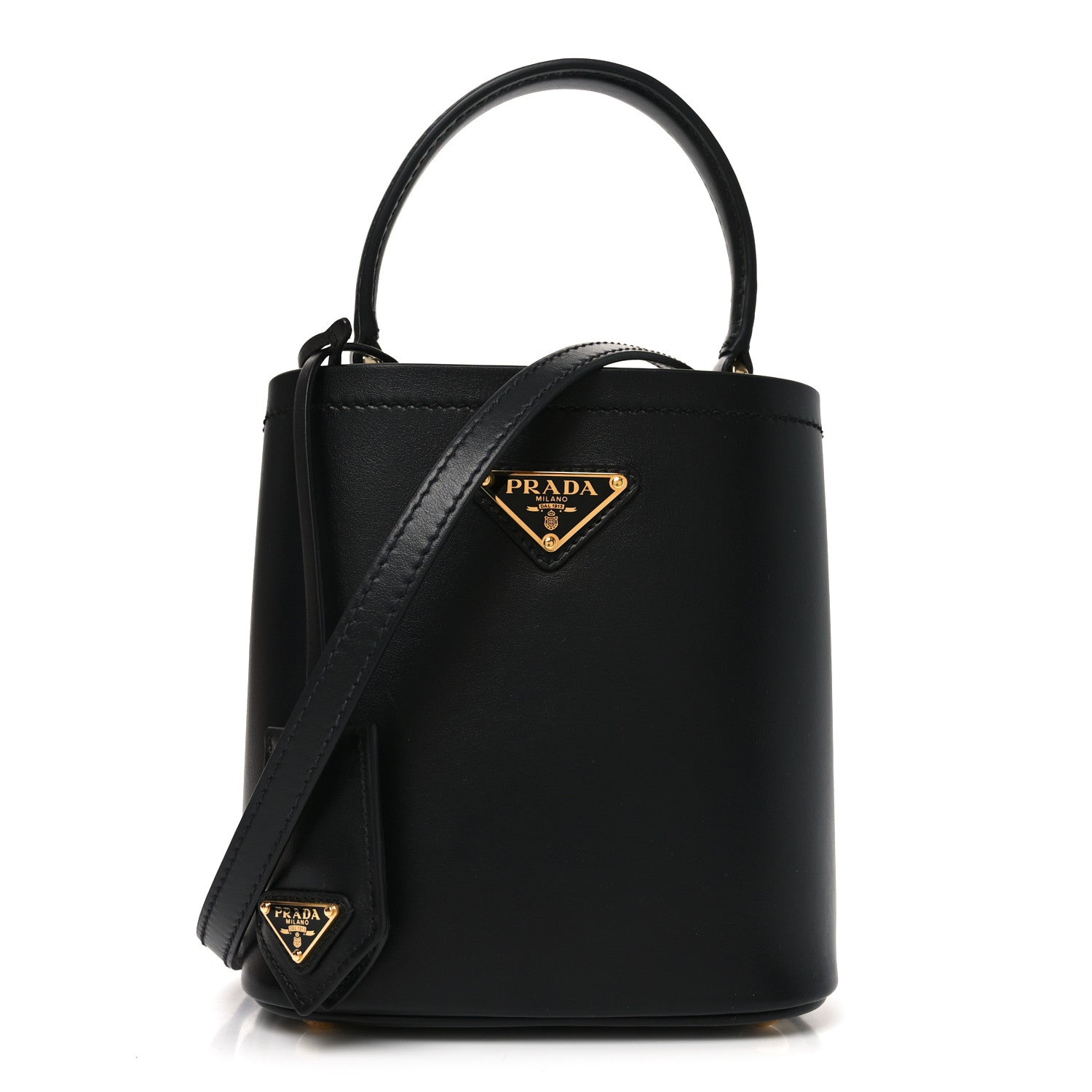 Prada Soft Calfskin Small Panier Bucket Bag Black 1 of 9