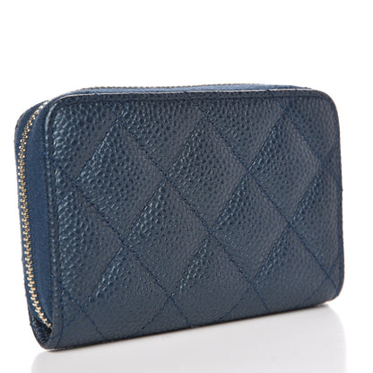 Chanel Caviar Quilted Zip Coin Purse Dark Blue 3 of 7
