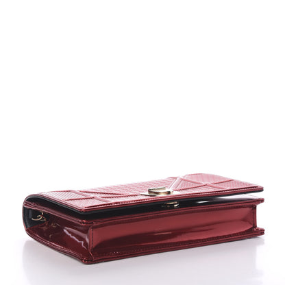 Christian Dior Metallic Patent Micro-Cannage Diorama Wallet on Chain Pouch Red 3 of 8