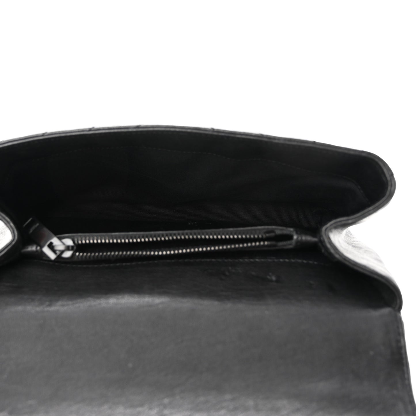 Sheepskin Matelasse Chevron Monogram Monochrome Medium College Bag Black