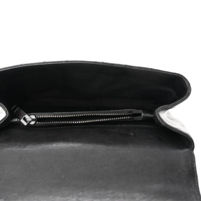 Saint Laurent Sheepskin Matelasse Chevron Monogram Monochrome Medium College Bag Black 5 of 12