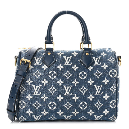 Louis Vuitton Monogram Jacquard Denim Speedy Bandouliere 25 Bleu 1 of 11