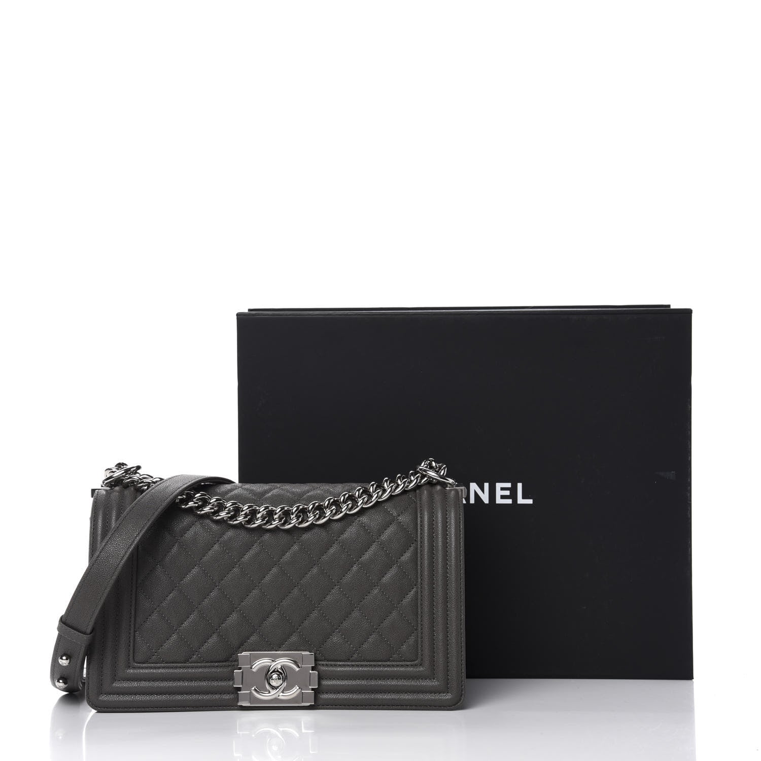 Chanel Caviar Quilted Medium Boy Flap Grey 10 of 10