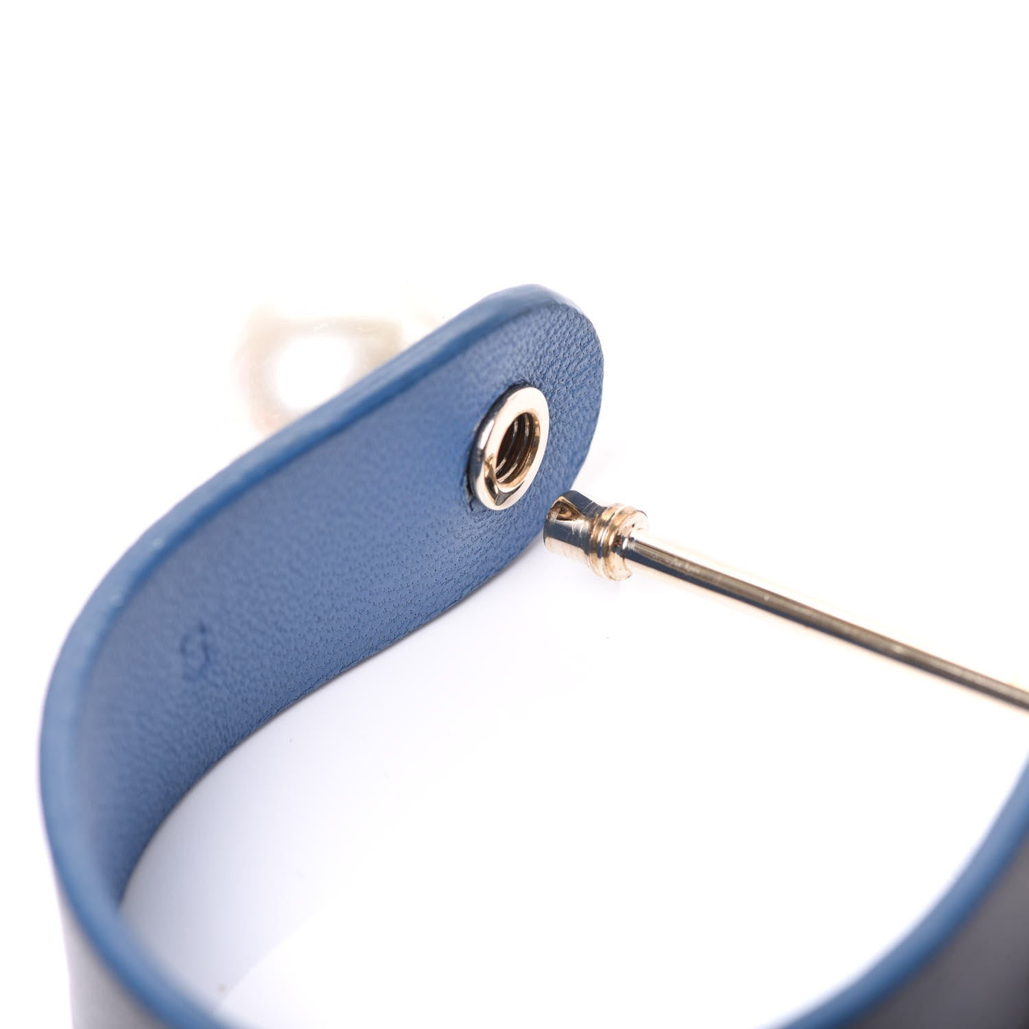 Christian Dior Calfskin Pearl Bracelet S Black Blue 4 of 5