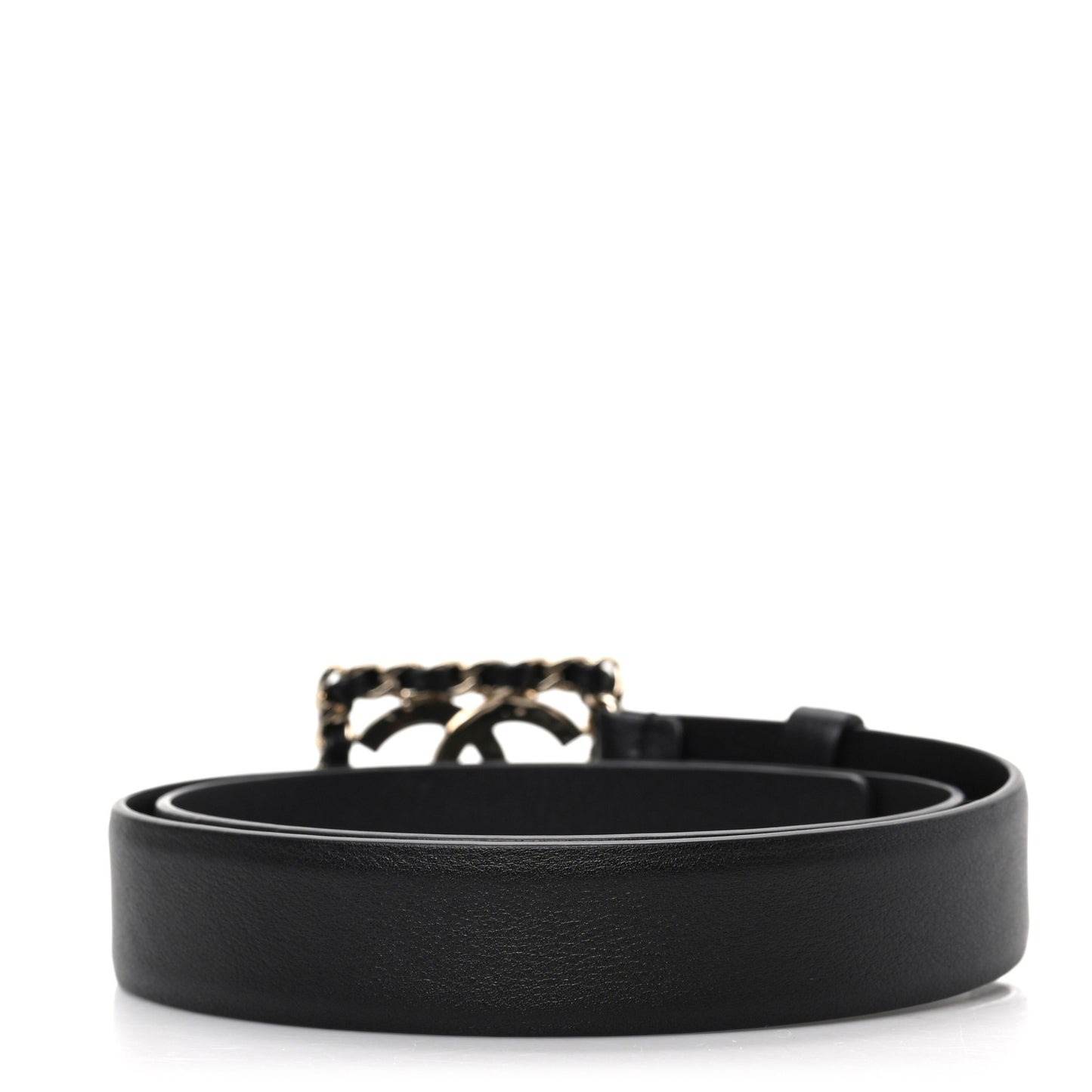 Lambskin CC Chain Belt 75 30 Black Gold