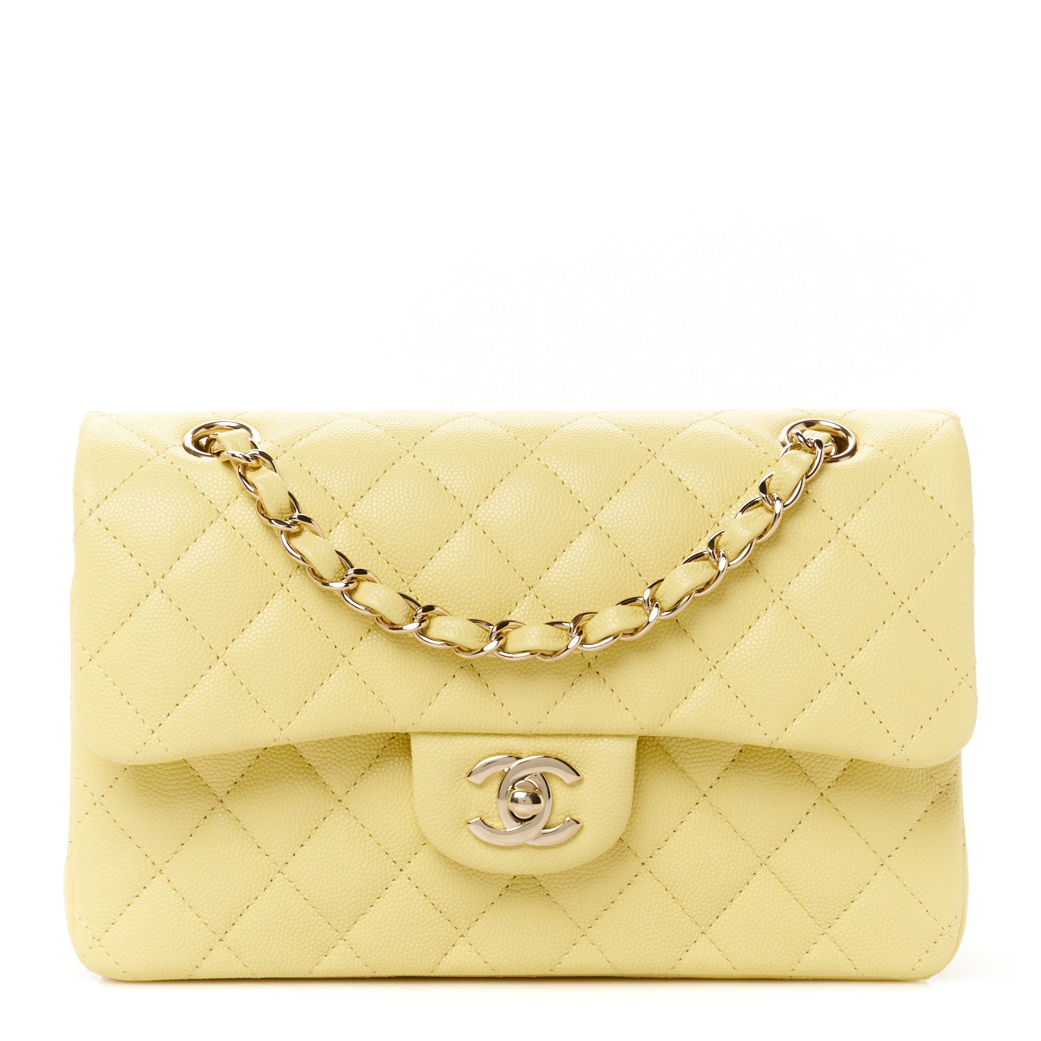 Chanel Caviar Quilted Small Double Flap Light Yellow 1 of 12