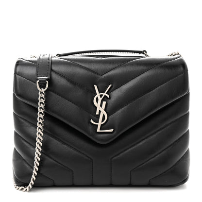 Saint Laurent Calfskin Y Quilted Monogram Small Loulou Chain Satchel Black 1 of 11