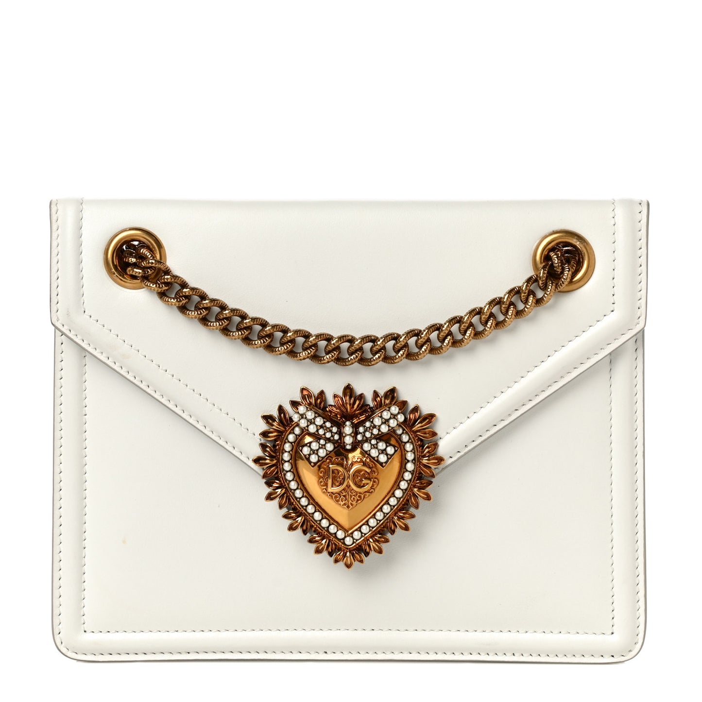 Smooth Calfskin Medium Devotion Crossbody Bag White