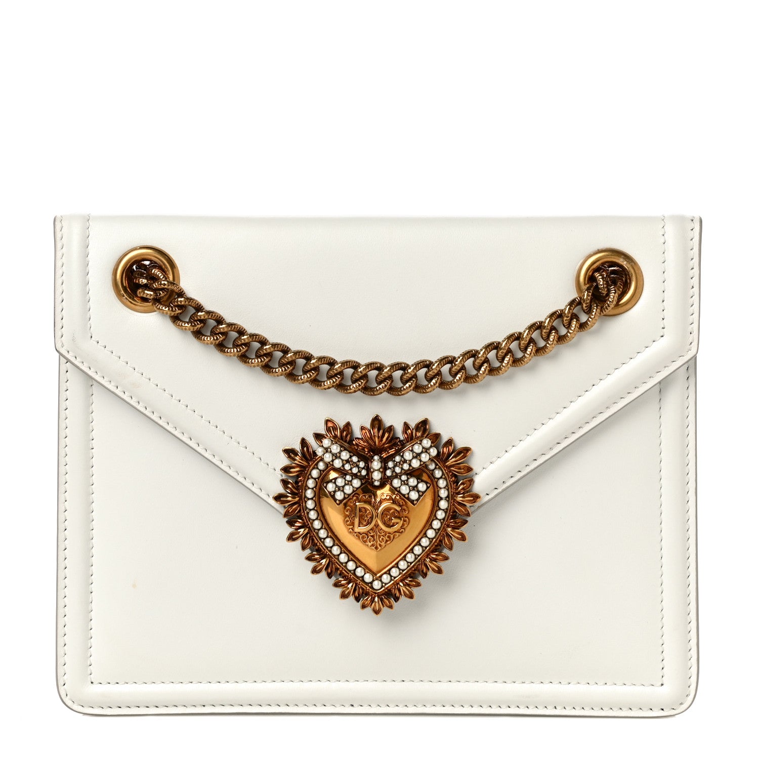 Dolce & Gabbana Smooth Calfskin Medium Devotion Crossbody Bag White 1 of 10