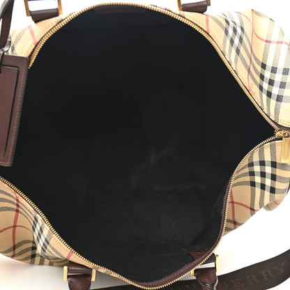 Burberry Haymarket Check Duffle Bag Dark Brown 5 of 14