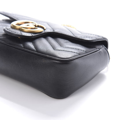 Gucci Calfskin Matelasse Super Mini GG Marmont Shoulder Bag Black 9 of 10