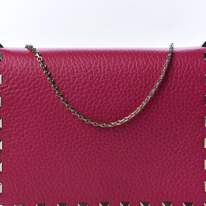 Valentino Garavani Pebbled Calfskin Rockstud Wallet on Chain Disco Pink 8 of 8