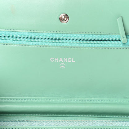Chanel Patent Quilted Wallet On Chain WOC Green 5 of 18