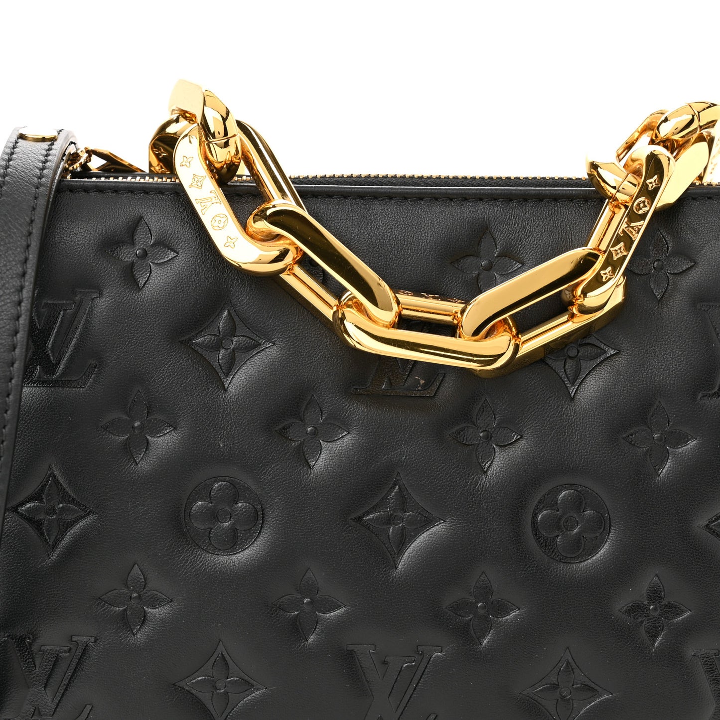 Lambskin Embossed Monogram Coussin BB Black