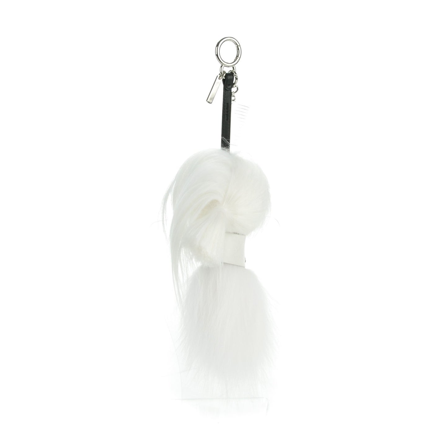 Fox Goat Mink Fur Nappa Crystal Studded Mini Karlito Tuxedo Bag Charm White Multicolor