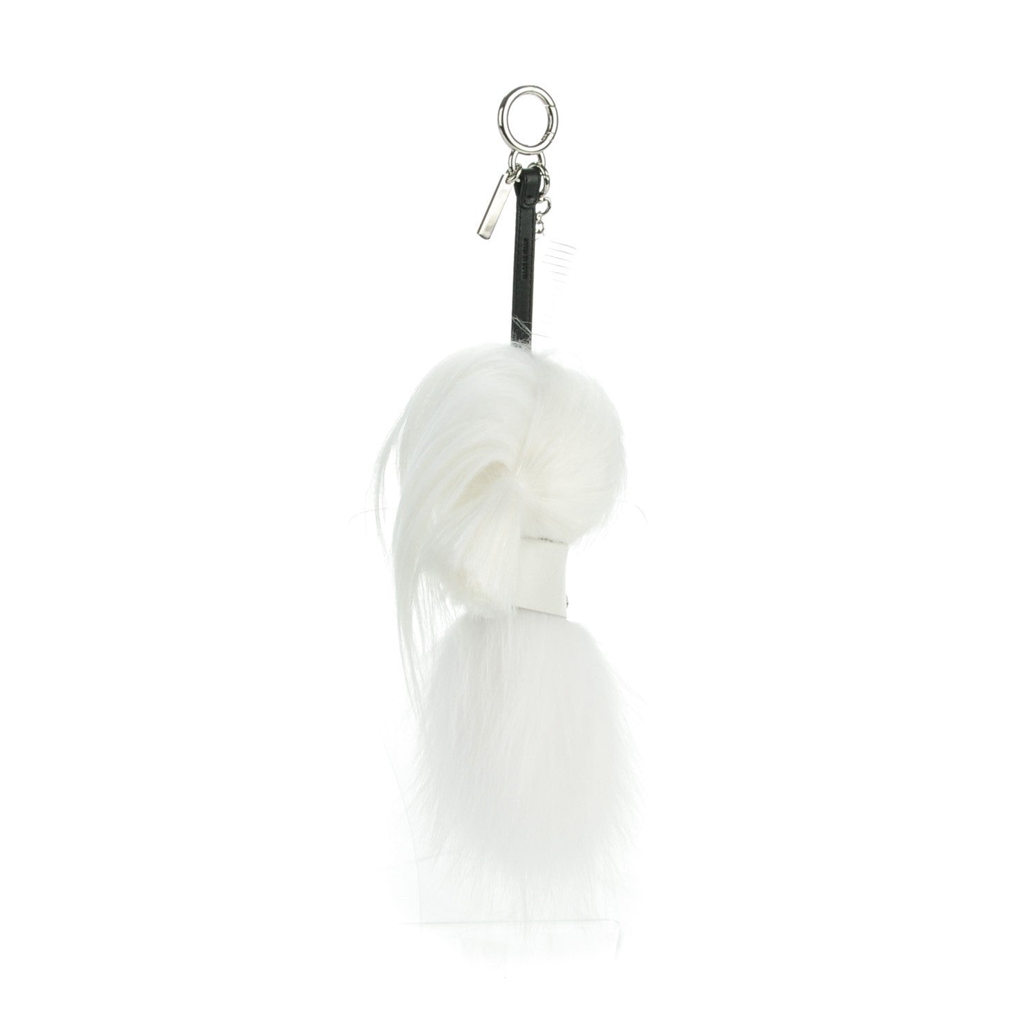 Fendi Fox Goat Mink Fur Nappa Crystal Studded Mini Karlito Tuxedo Bag Charm White Multicolor 3 of 6