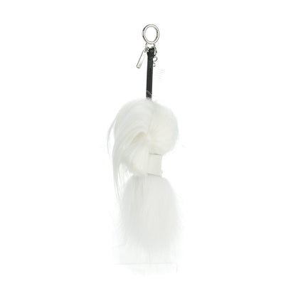 Fendi Fox Goat Mink Fur Nappa Crystal Studded Mini Karlito Tuxedo Bag Charm White Multicolor 3 of 6