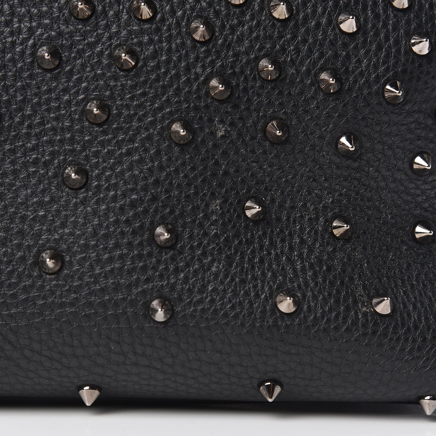 Grained Calfskin Studded Satchel Black