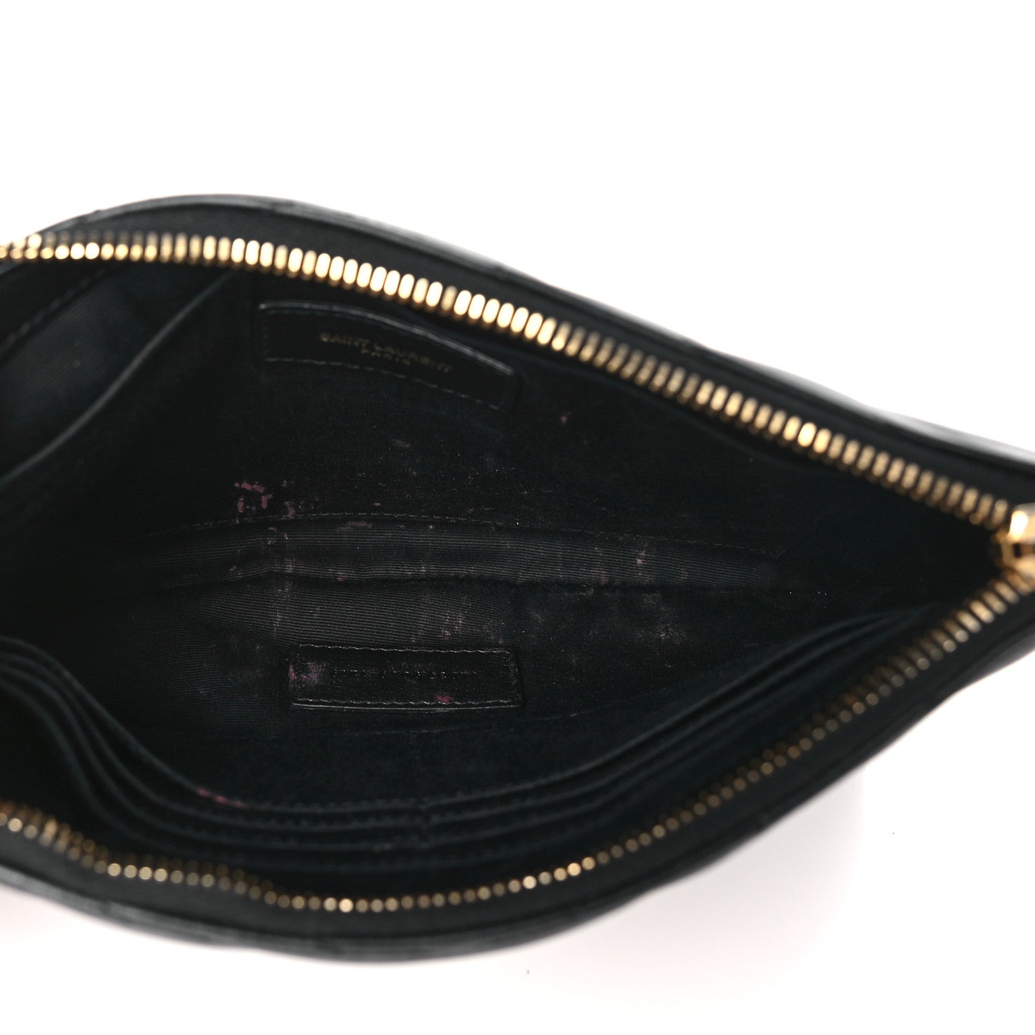 Saint Laurent Calfskin Matelasse Chevron Monogram A5 Wristlet Black 5 of 11
