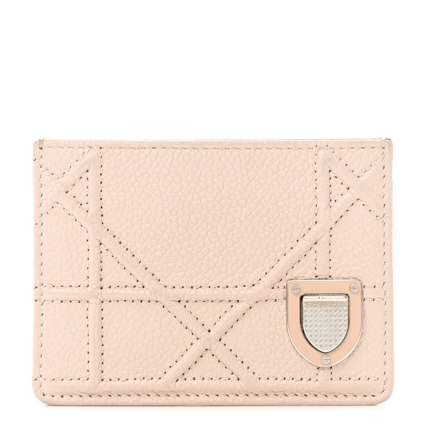 Grained Calfskin Cannage Diorama Card Holder Rose Poudre