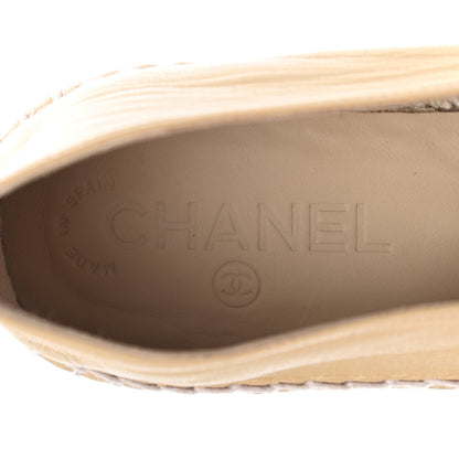 Chanel Lambskin CC Camellia Stud Espadrilles 40 Beige Black 8 of 13