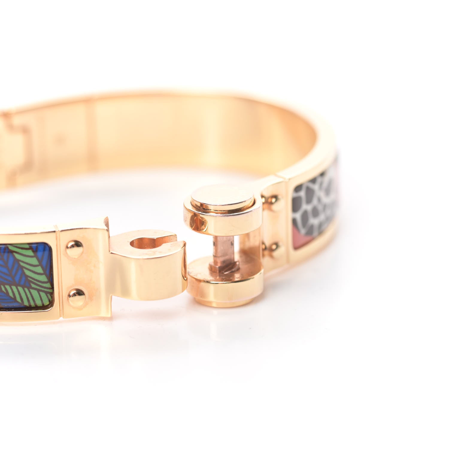 Hermes Enamel Printed Narrow The Three Graces Hinged Bracelet S Pink Delirium 5 of 6