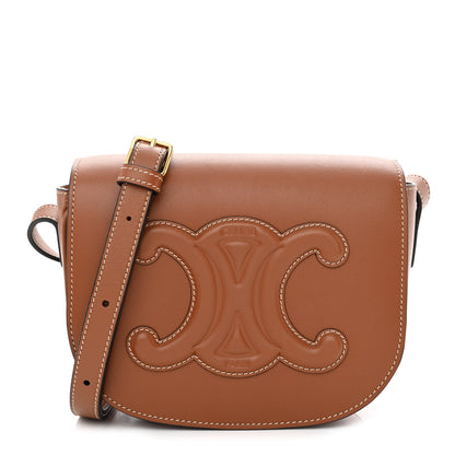 Celine Smooth Calfskin Cuir Triomphe Folco Crossbody Bag Tan 1 of 11